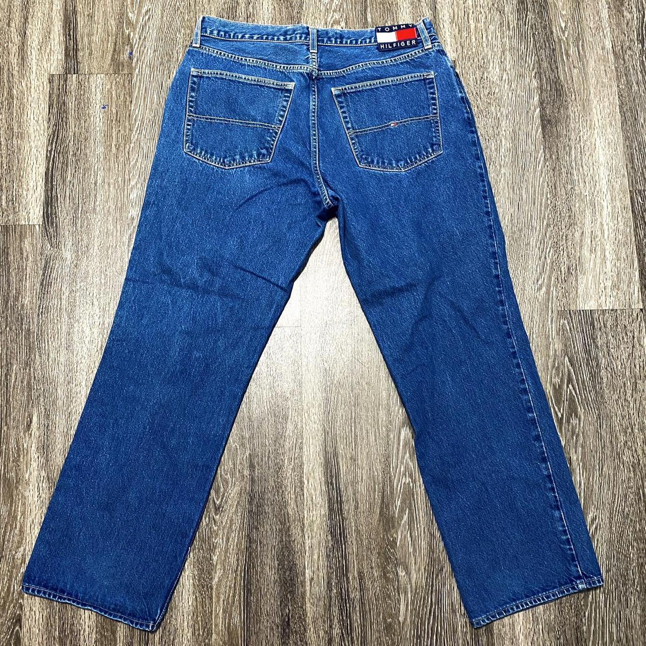 Tommy Hilfiger Men's Blue and Red Jeans | Depop