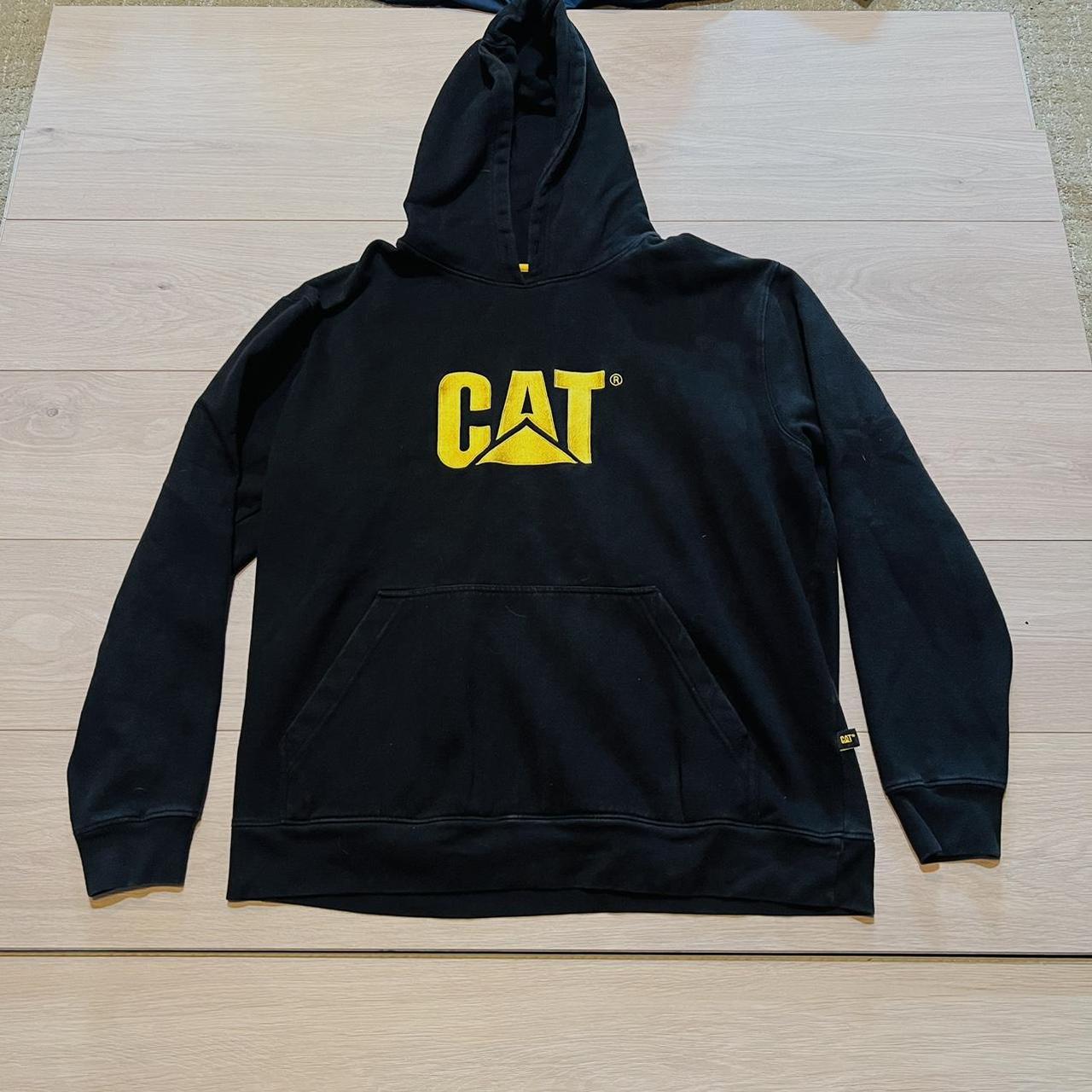 CAT CONSTRUCTION HOODIE SUOER DOPE LOVE THE BLACK... - Depop