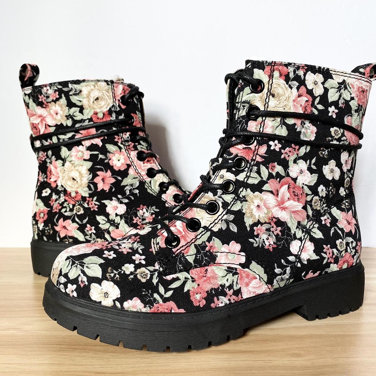 SO Boots • Black with gorgeous floral pattern •... - Depop