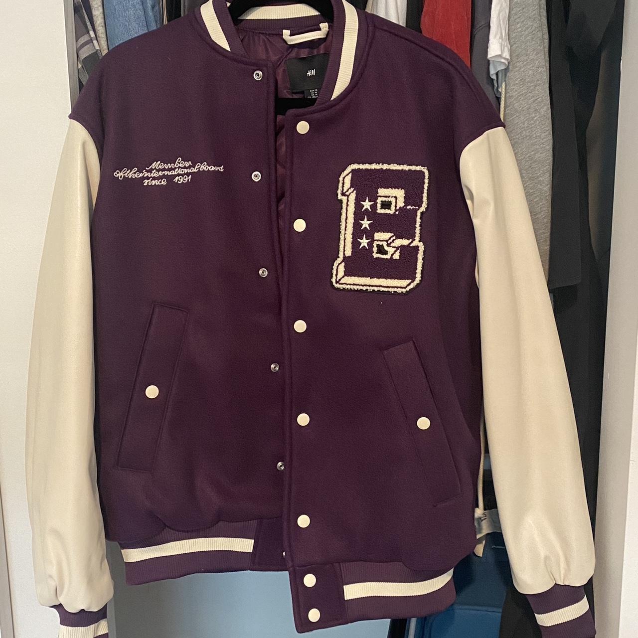 Women's Purple & White Letterman Baseball Jacket