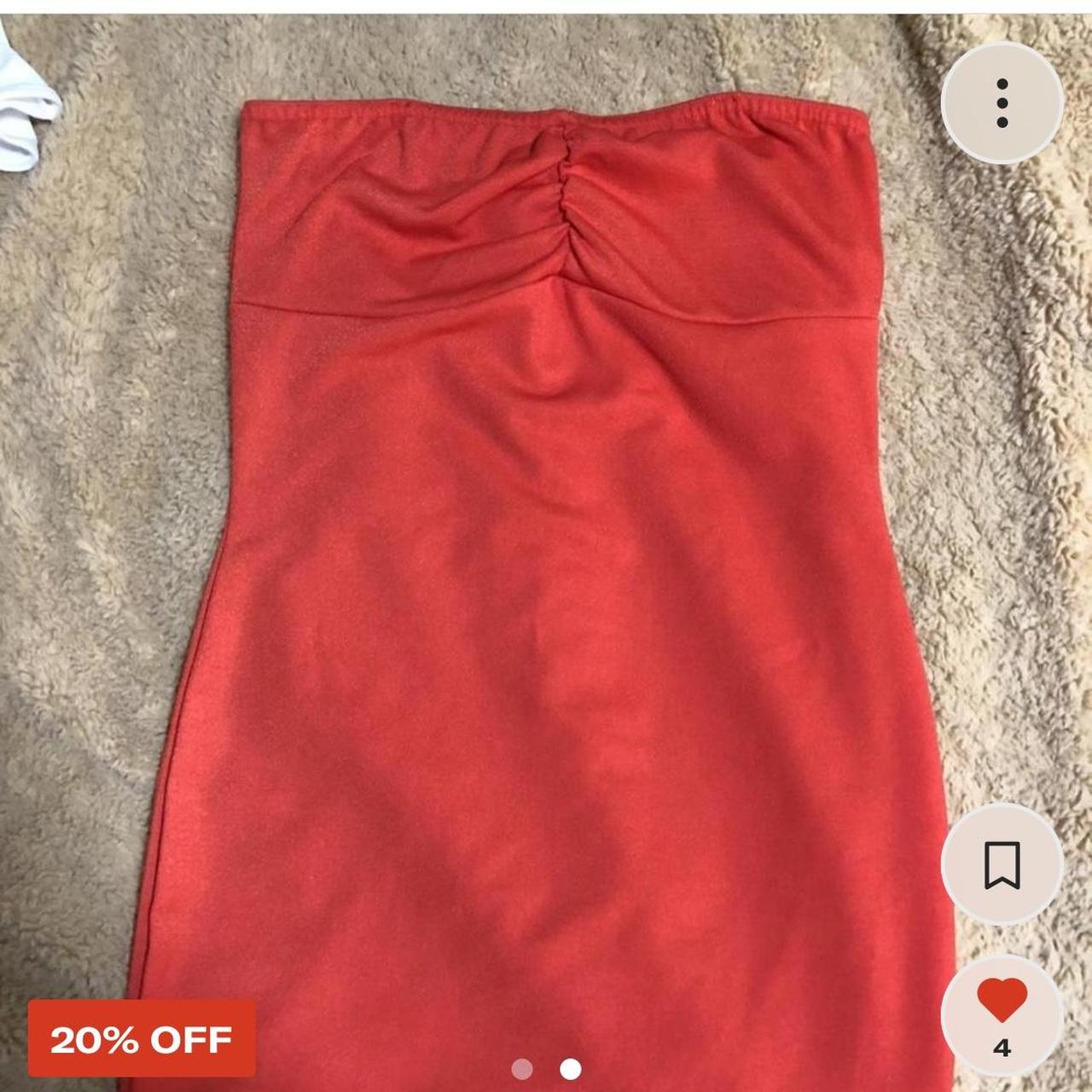 Bright orange boohoo bandeau dress in size 8 -... - Depop