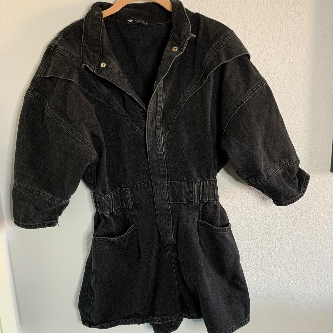 Zara Black Denim Jumpsuit Purchased second hand &... Depop
