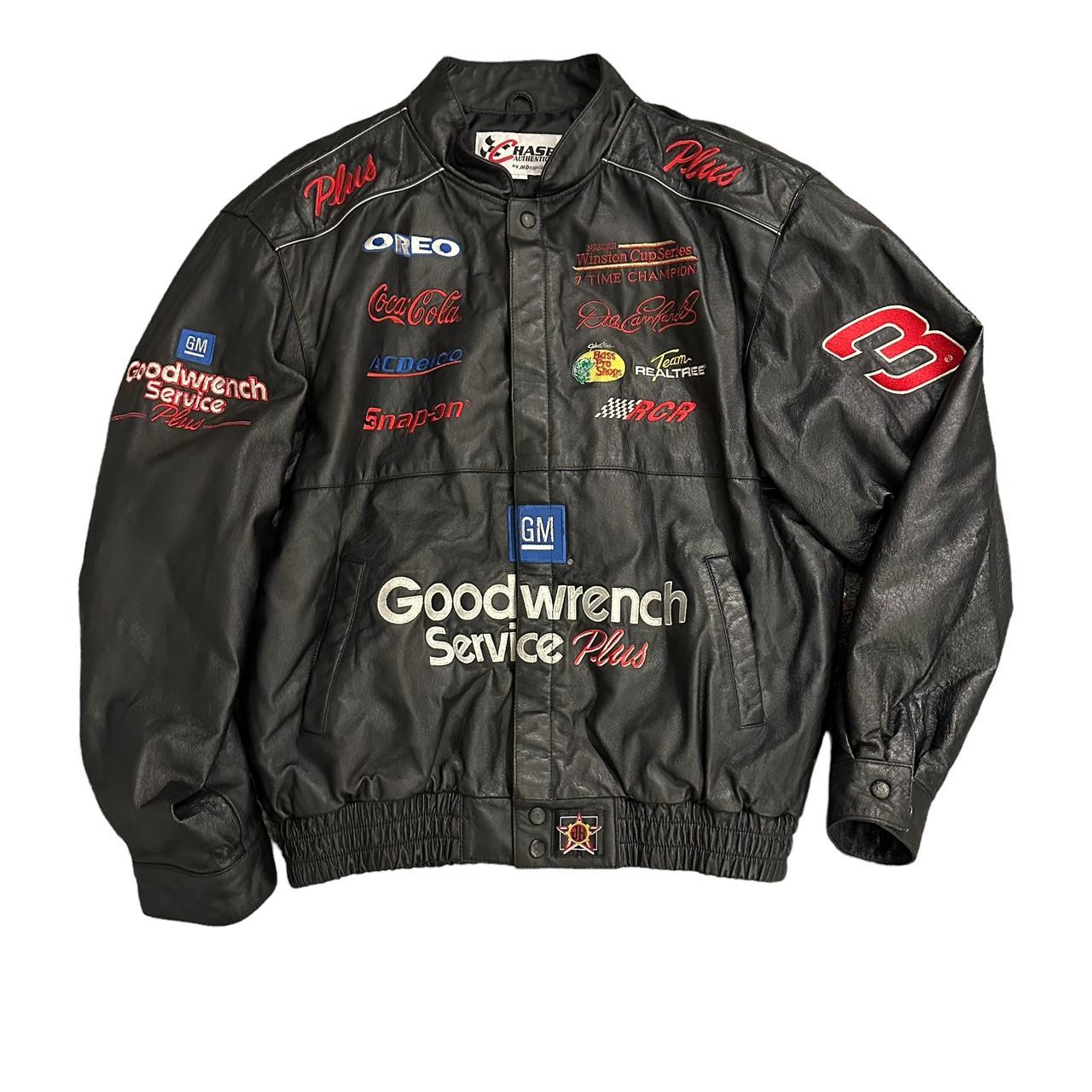 Vintage 1990s Dale Earnhardt Black Leather Chase... - Depop