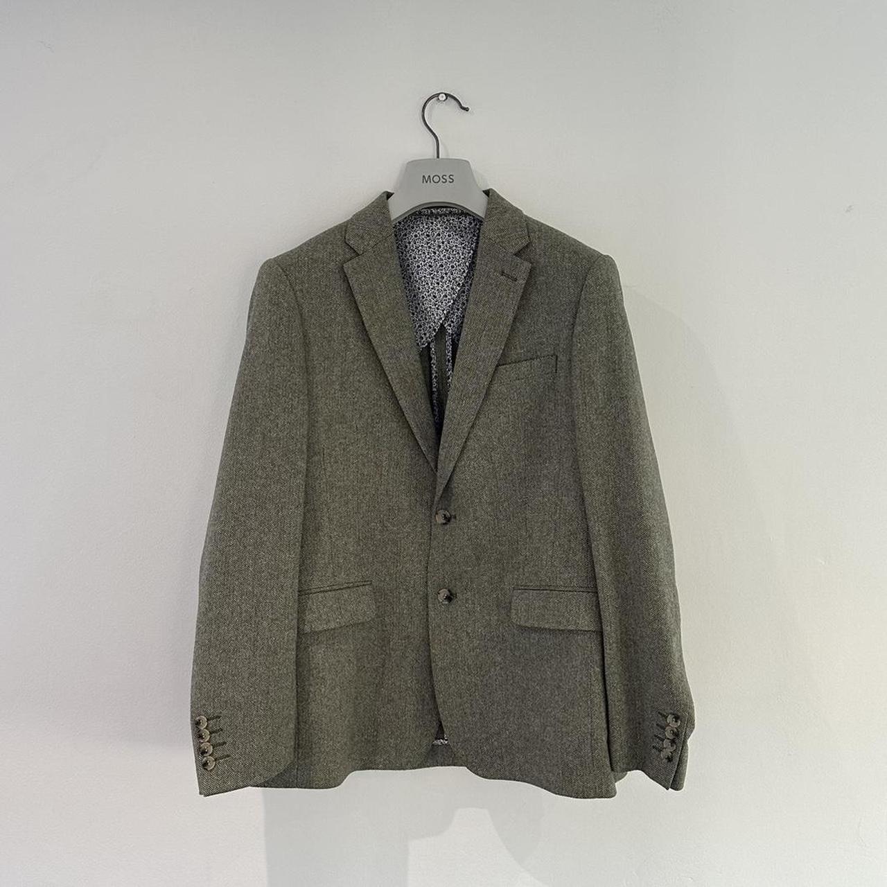 Moss London Sage Herringbone Suit