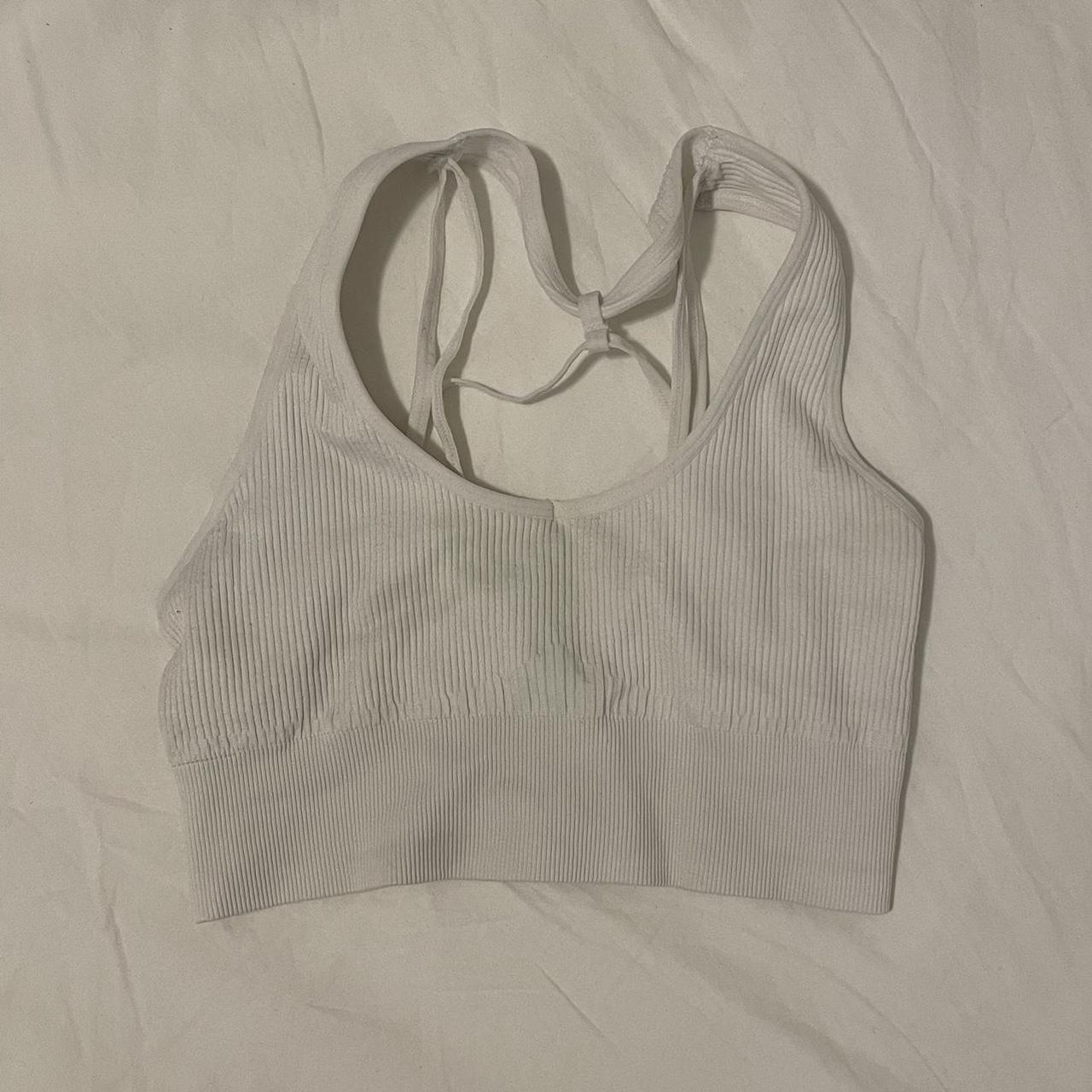 NVGTN white galaxy ribbed seamless bra White sports... - Depop