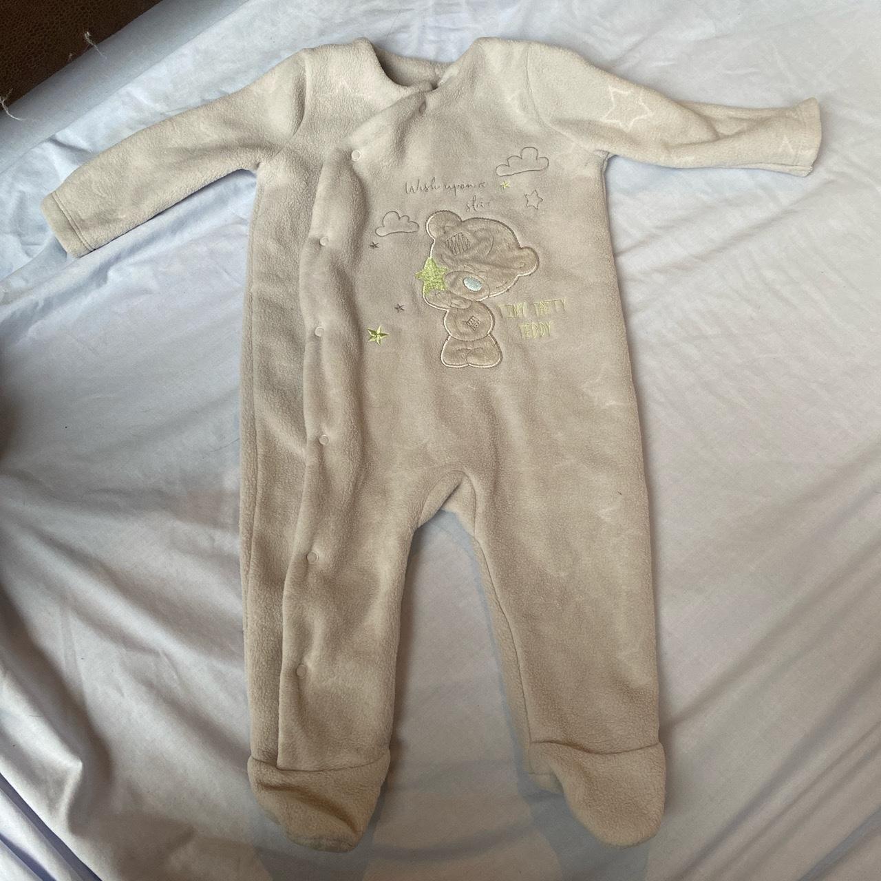 Grey tiny tatty teddy sleep suit. Size 3-6 months.... - Depop