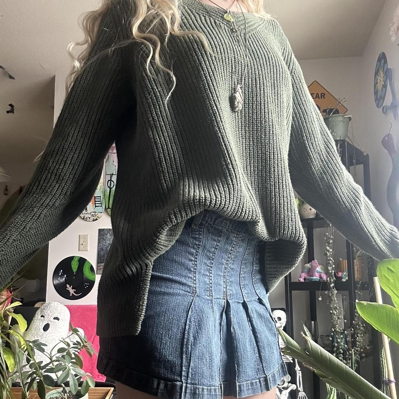 green sweater! fabric is soft and stretchy and the... - Depop