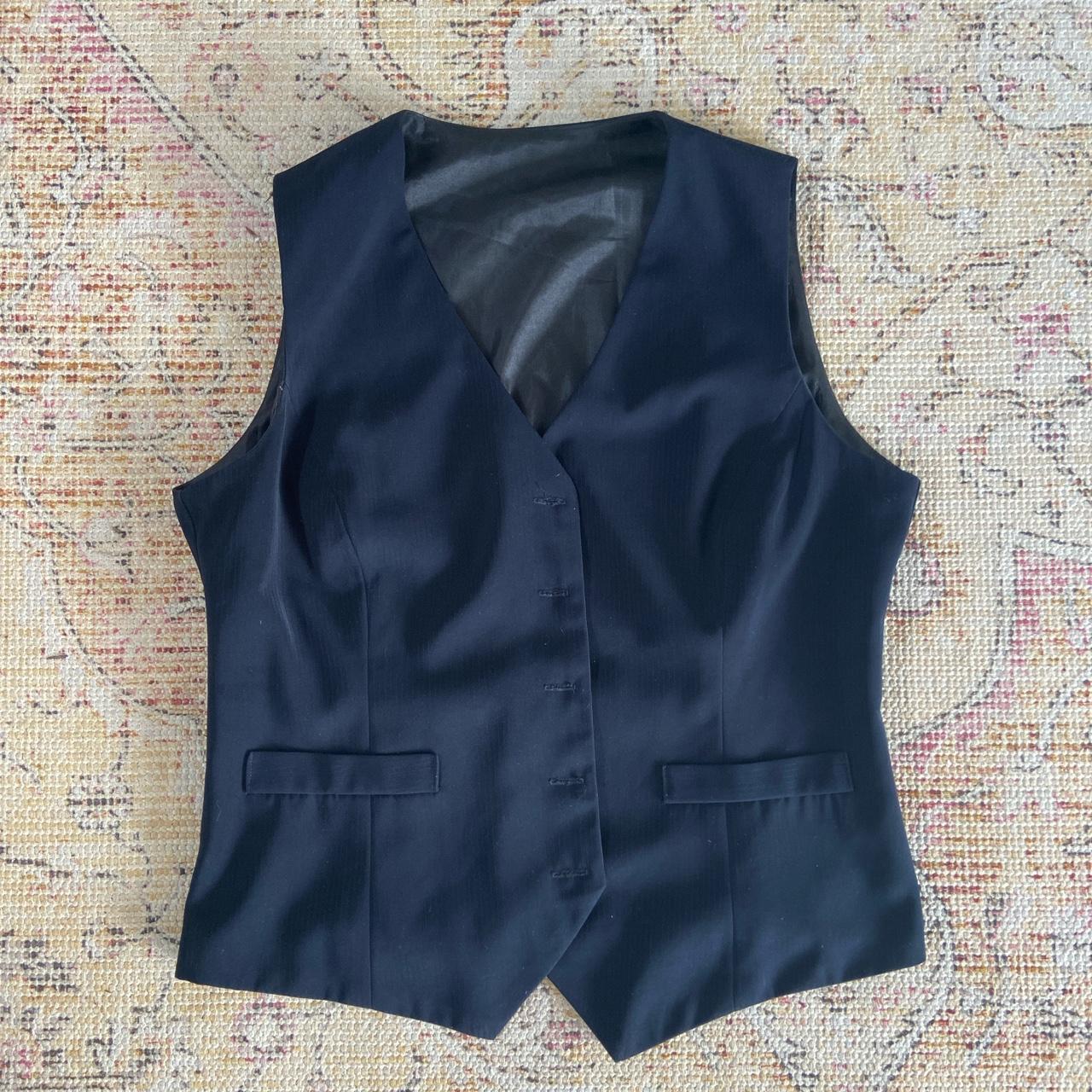 Vintage waist coat / vest Dark navy with faint... - Depop