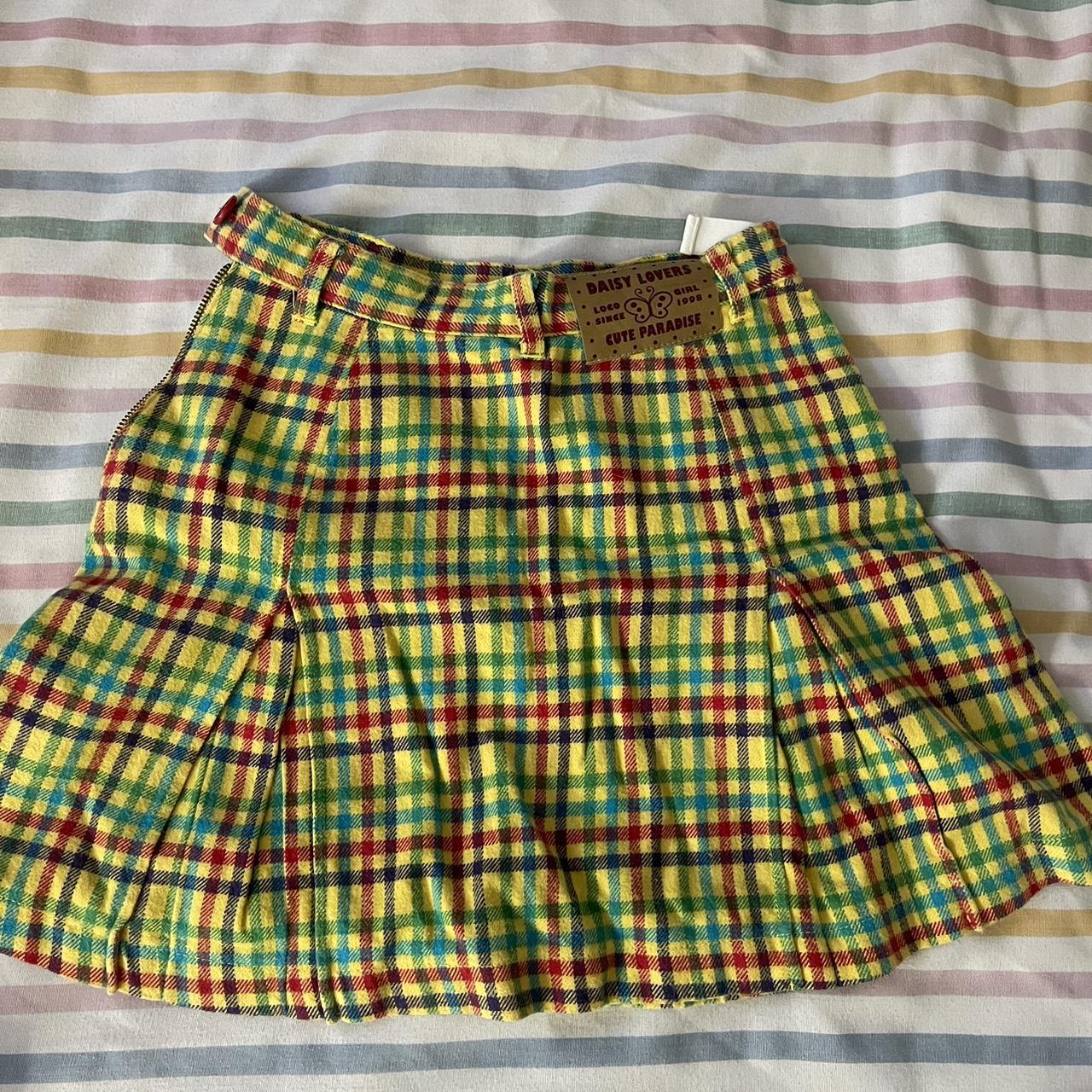 Daisy Lovers Plaid(?) Rainbow Pleated Skirt Y2k Sooo... - Depop