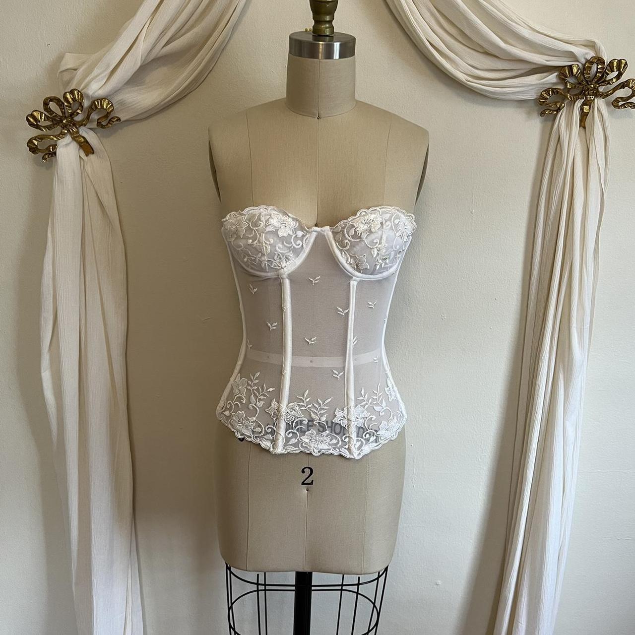 uber vintage, delicate lace corset. size 32C, - Depop