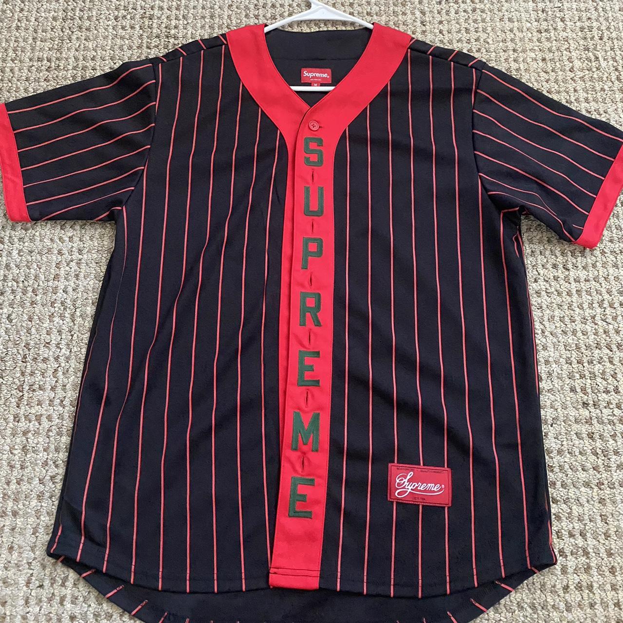 Supreme baseball jersey top vertical logo