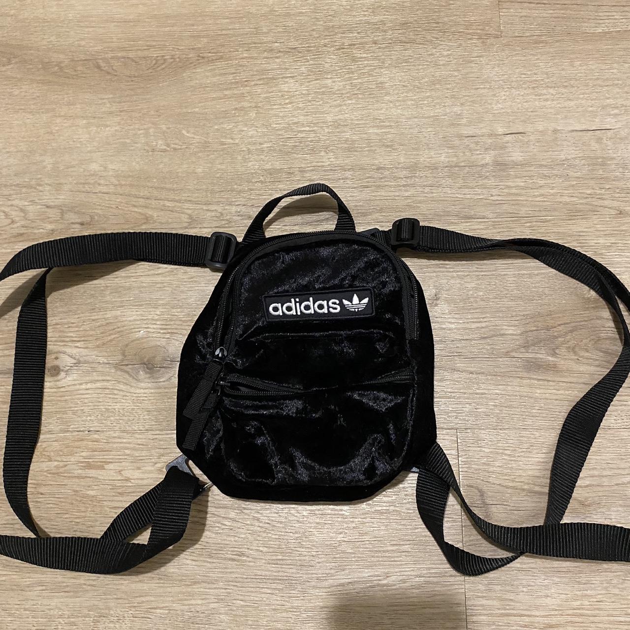 Small adidas backpack in black velvet. Never worn. Depop