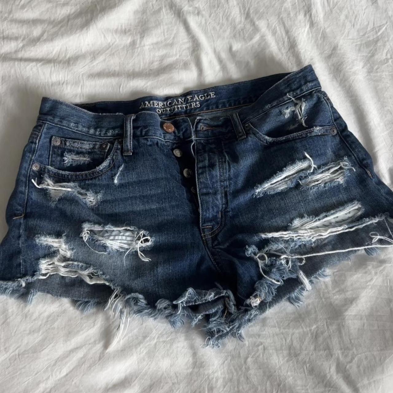 American Eagle Women's Blue and Navy Shorts | Depop