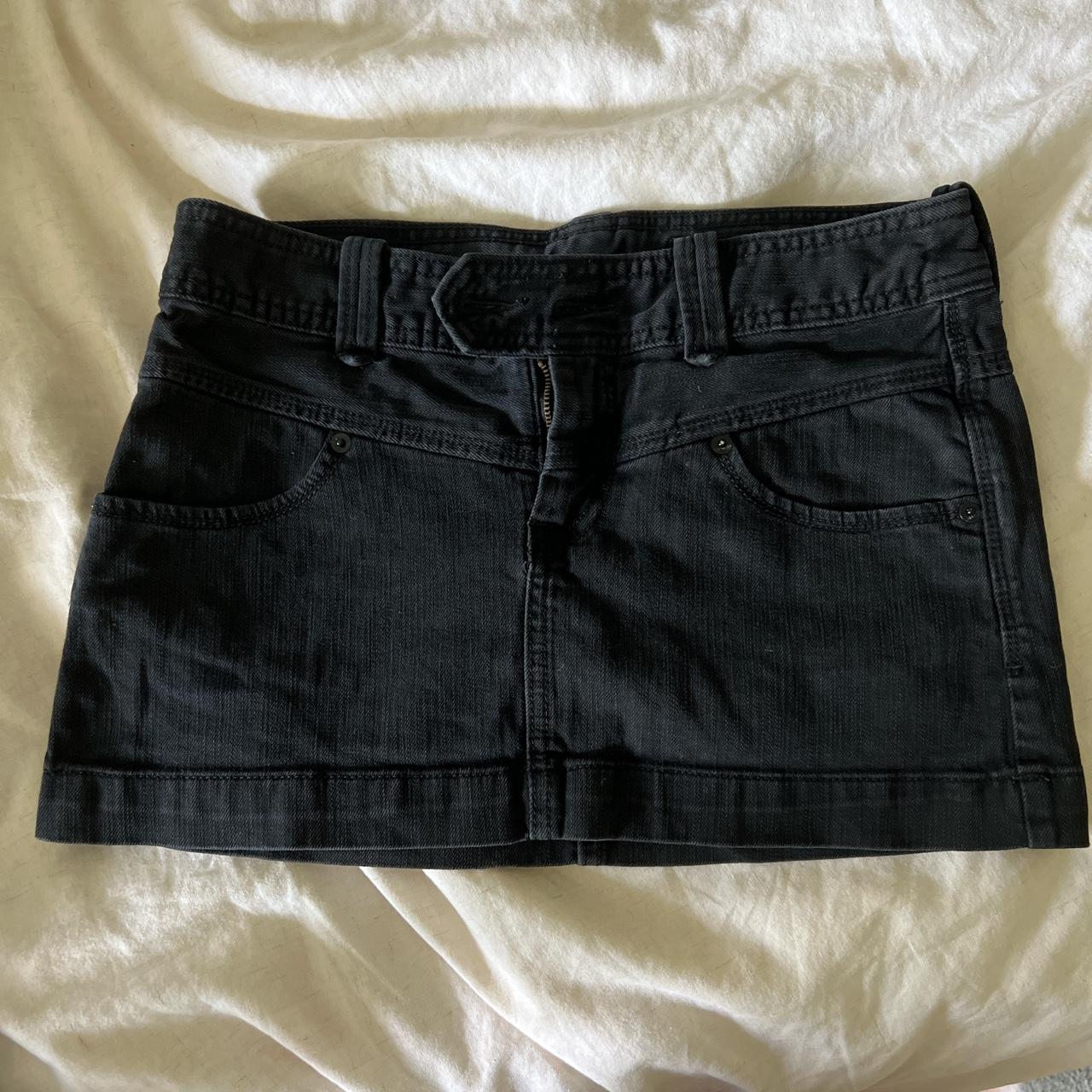 black micro mini skirt only flaw is the tiny hole... - Depop
