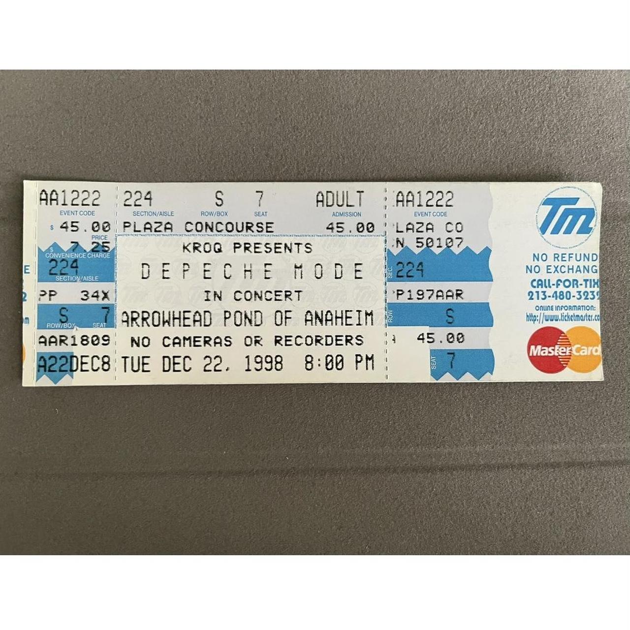 Vintage 90’s Depeche Mode concert show ticket... Depop
