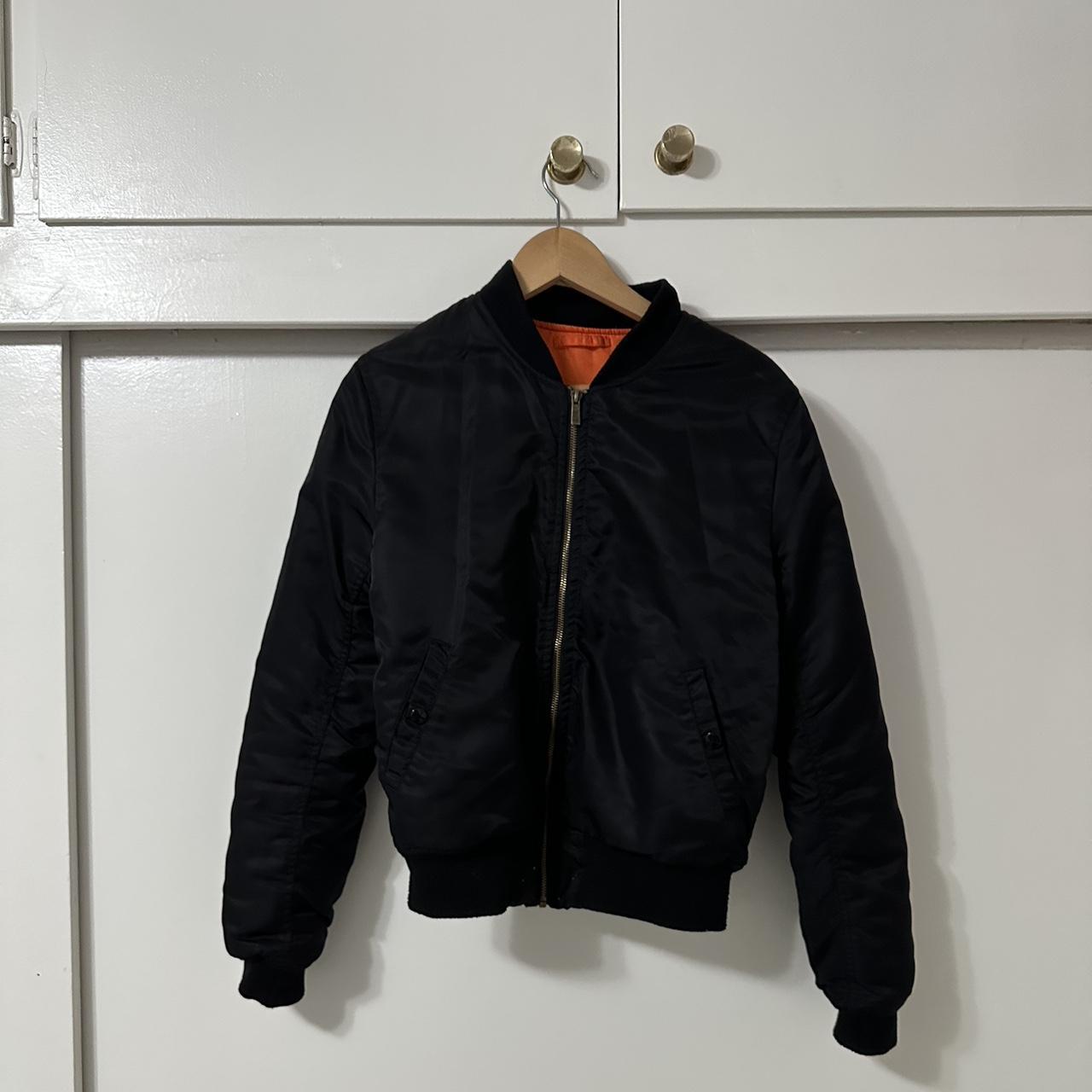 black bomber jacket in excellent condition. no size... - Depop