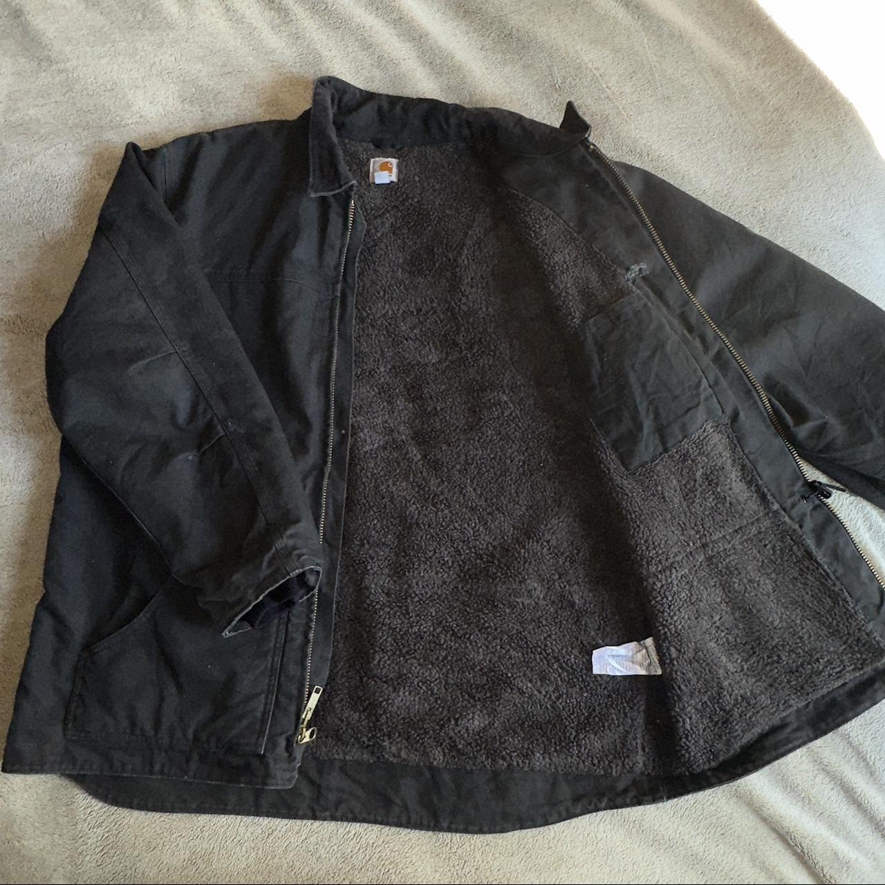 Vintage black fleece-lined carhartt jacket Perfect... - Depop