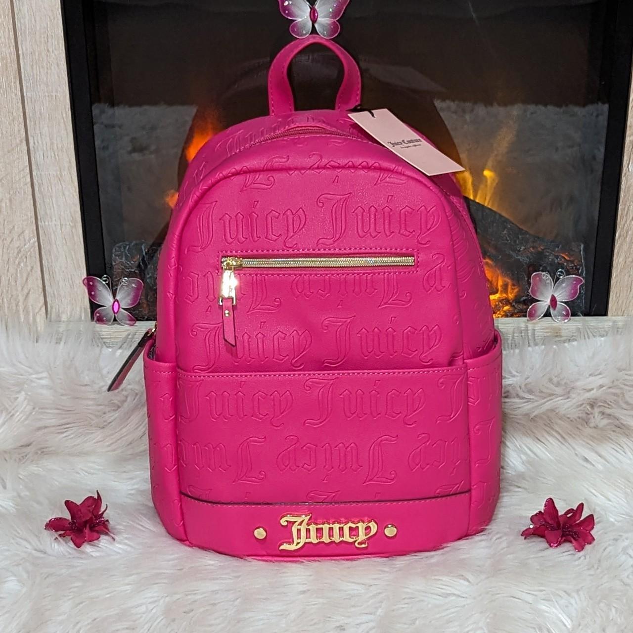 Juicy Couture backpack Like new pink leather with - Depop