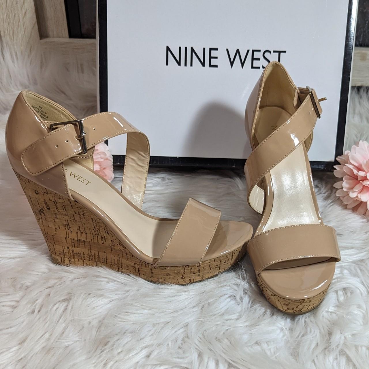 Nine west tan store wedges