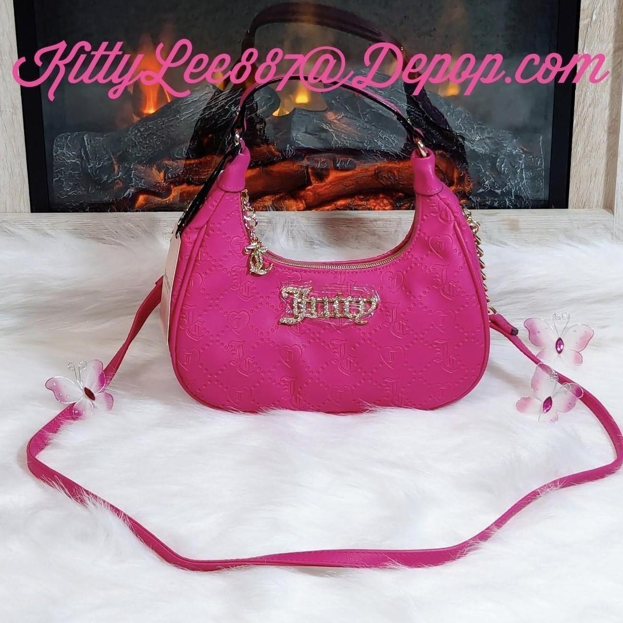 Juicy Couture Grey Velour Vintage Hobo Shoulder Bag with offers Pink Accents