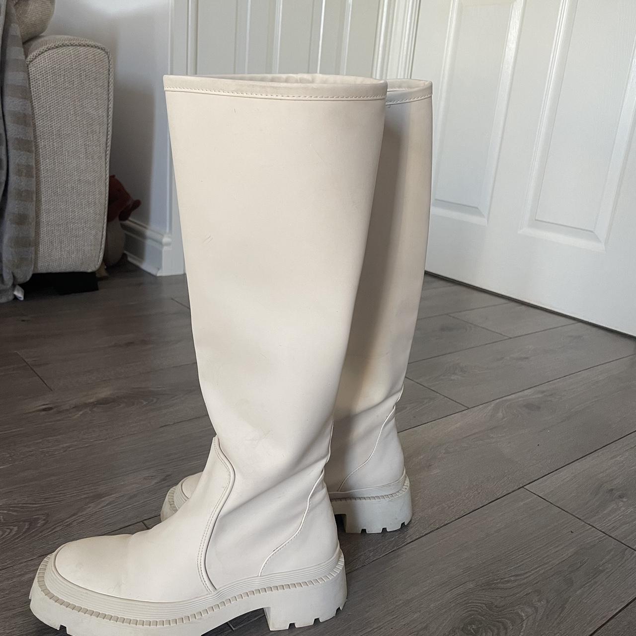 Zara nude rubberised boots