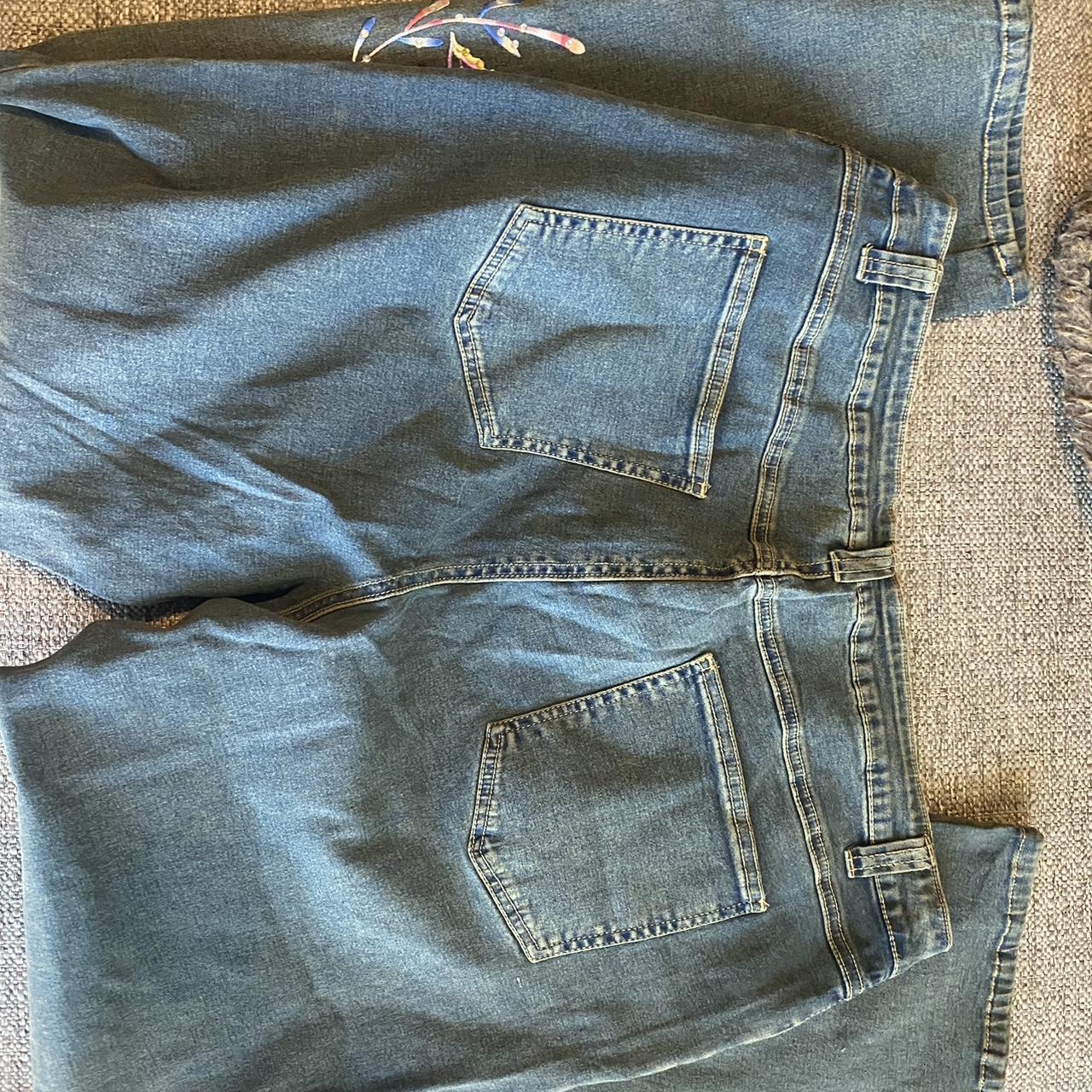 Y2k low rise embellished butterfly flare jeans... - Depop