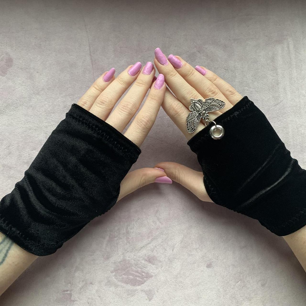 Velvet charm gloves made by me! Moth charm! Depop