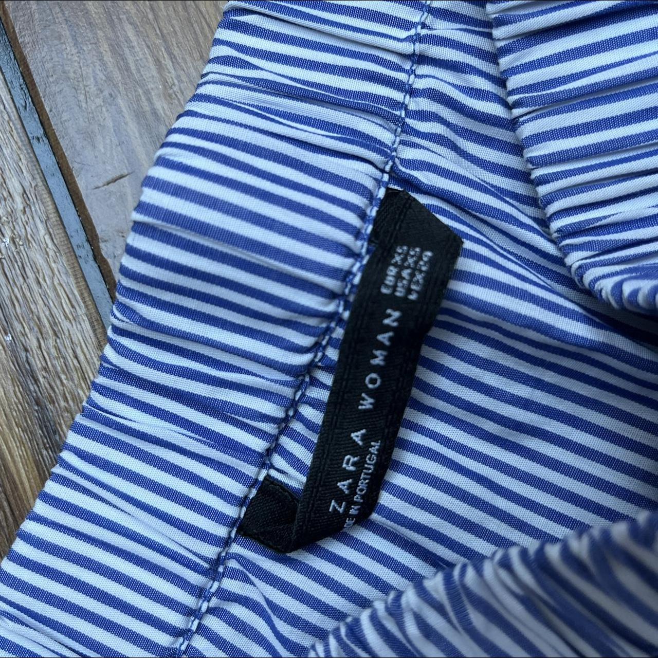 Zara blue white stripe bardot off the shoulder... - Depop