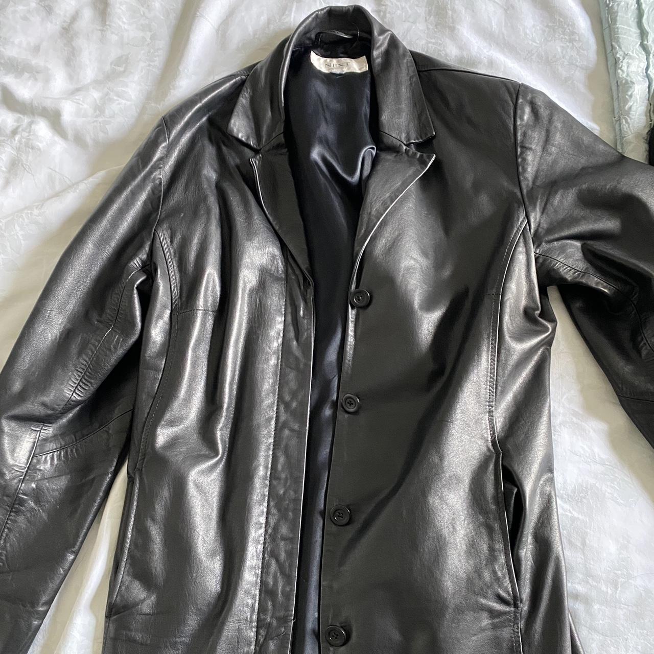 Long leather jacket slim fitted Would be best... - Depop