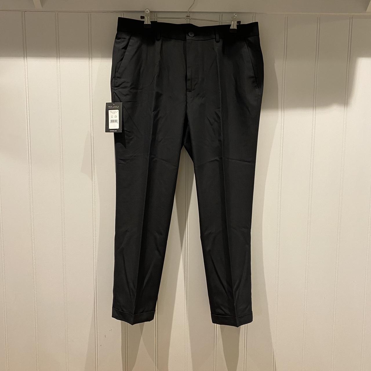 New look pinstripe suit trousers in black Size:... - Depop
