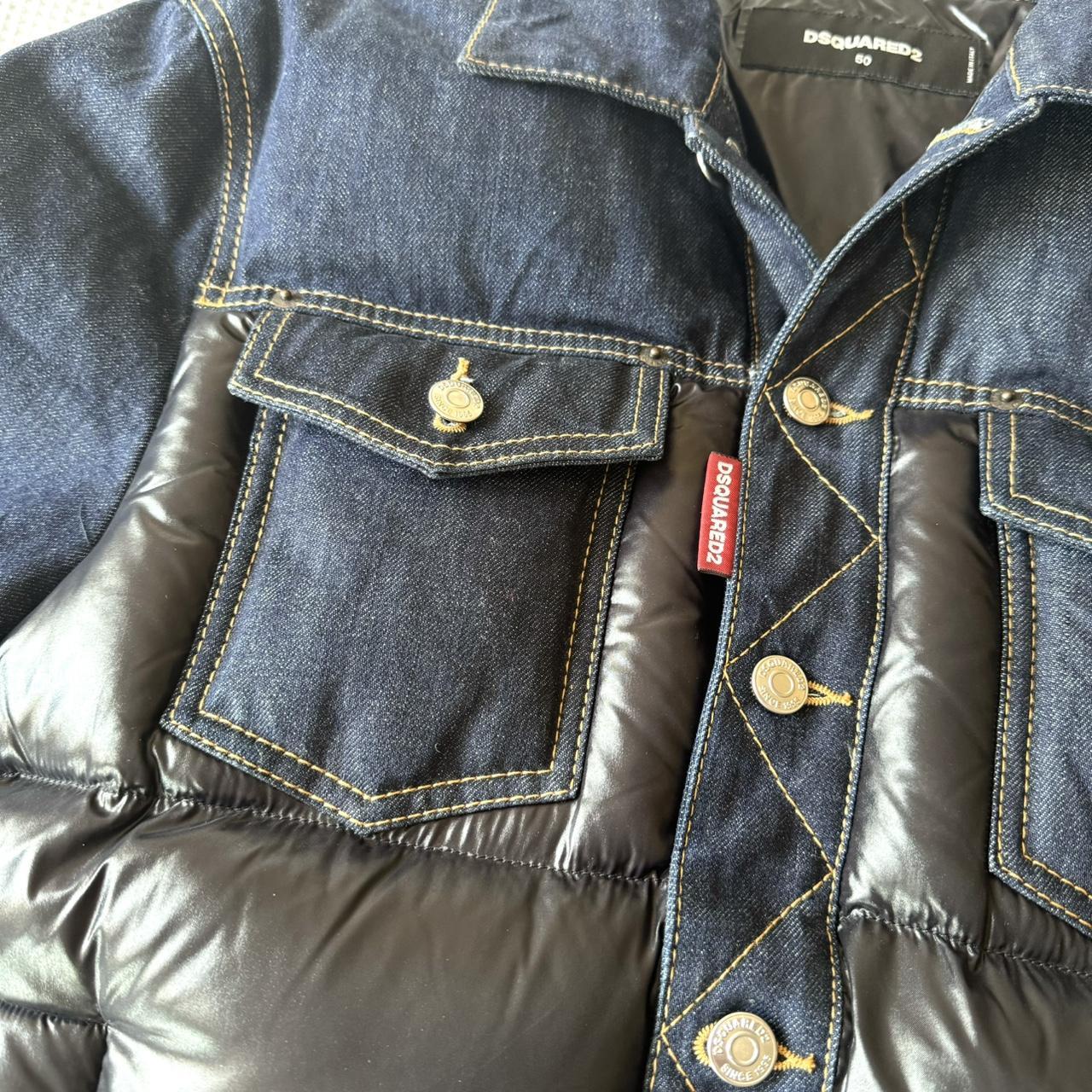 Dsquared2 denim and nylon down puffer jacket in blue | Depop