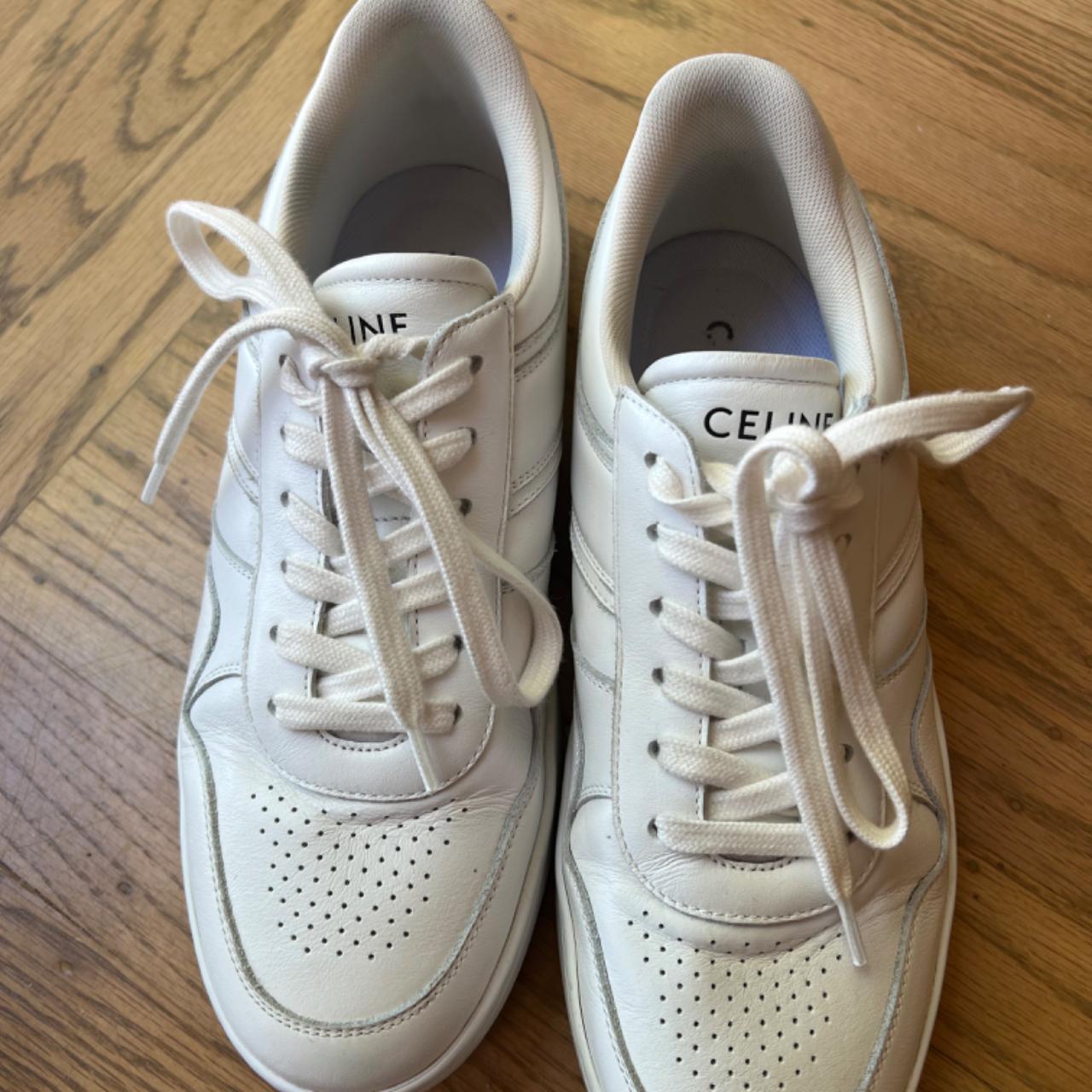 VIP【送料関税込】CELINE TRAINER LEATHER SNEAKERS Celine Trainer Low Top Sneakers - Leather - White - 44 11US