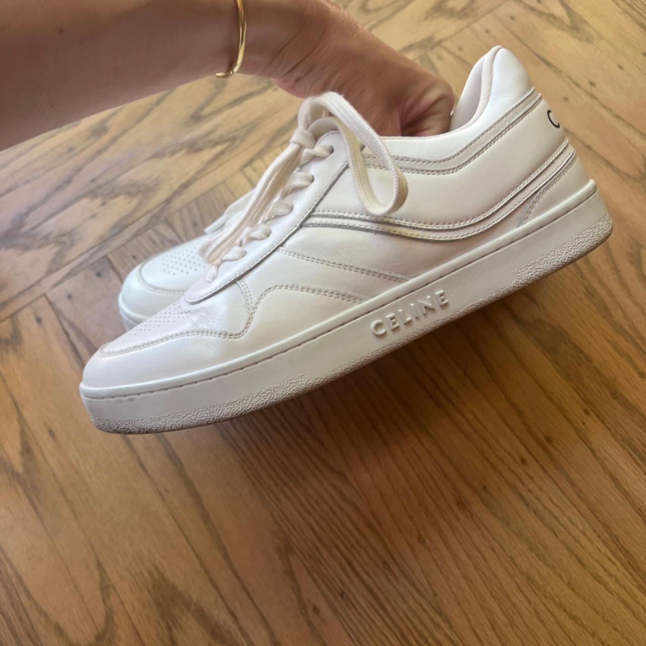 VIP【送料関税込】CELINE TRAINER LEATHER SNEAKERS CELINE TRAINER LOW LACE-UP SNEAKER IN CALFSKIN OPTIC WHITE