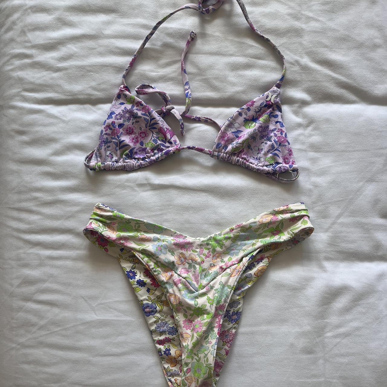 LoveShackFancy Women's Pink and Green Bikinis-and-tankini-sets | Depop