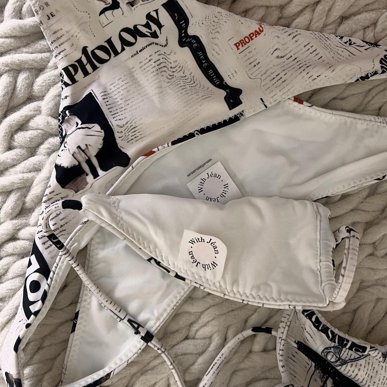 WithJean newspaper bikini worn twice so cute and in... - Depop