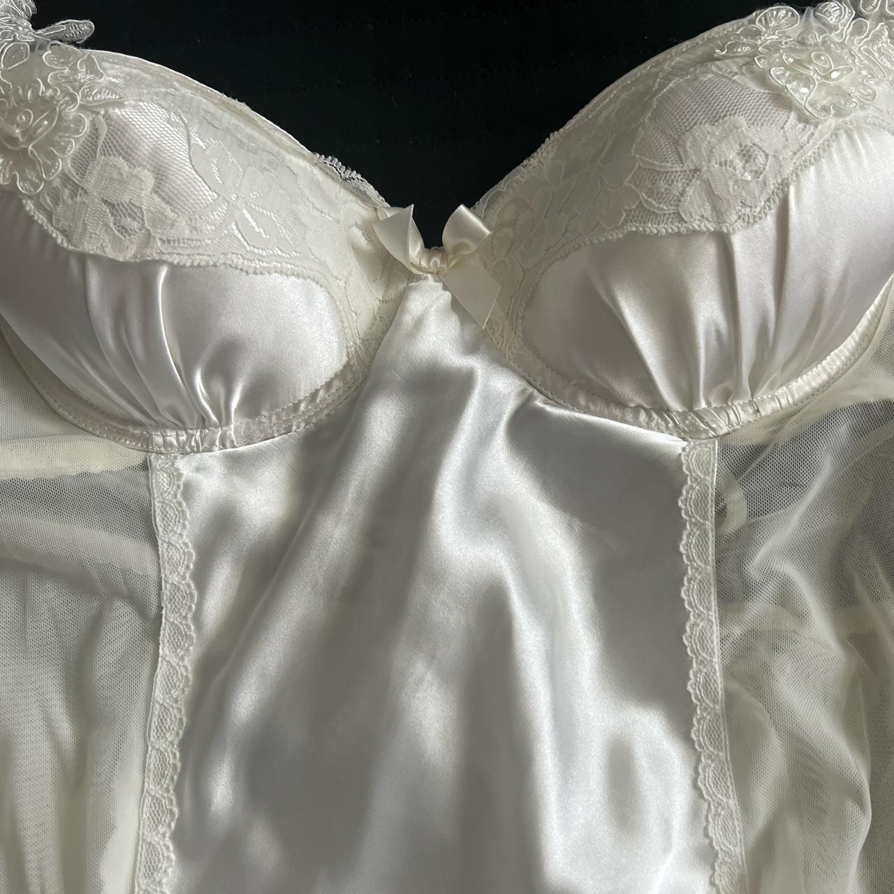 white lace lingerie top/ mini mini mesh dress with... - Depop