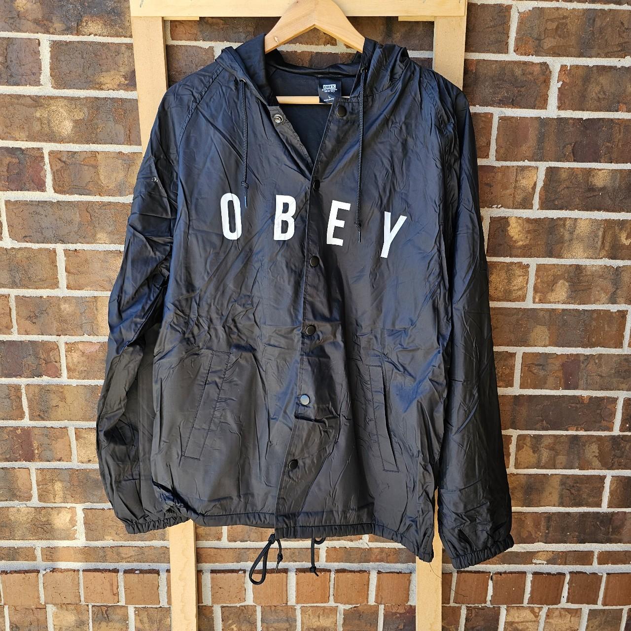 Black obey outlet windbreaker