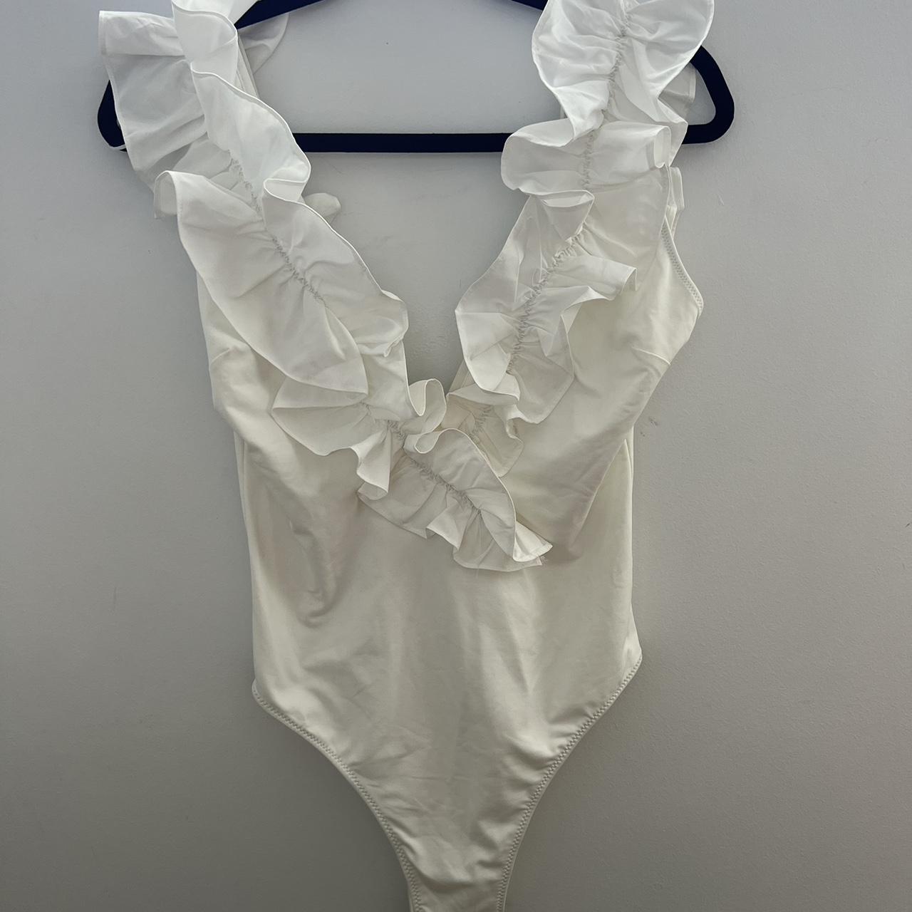 Zara white ruffled bodysuit zara bodysuit Depop