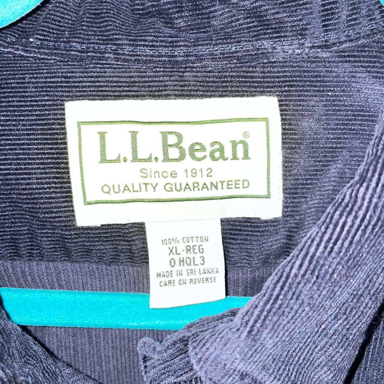 L.L Bean Navy Blue Corduroy Button Up Long Sleeve... - Depop