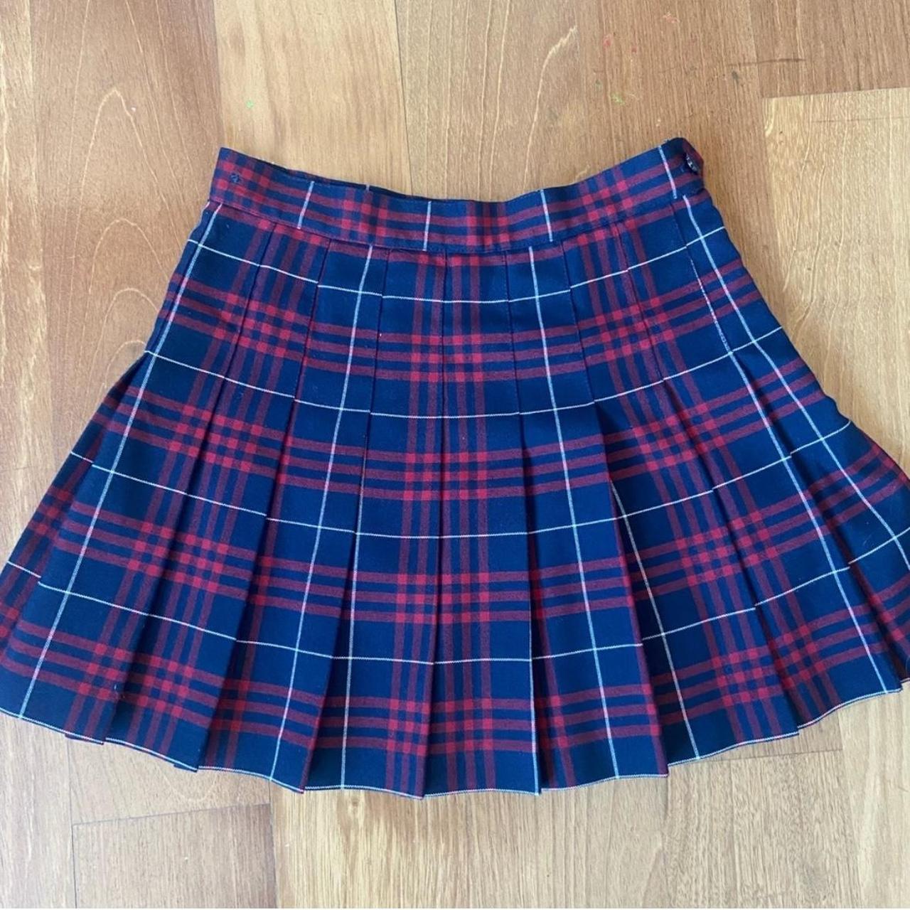 Blue and red plaid miniskirt from American Apparel... - Depop