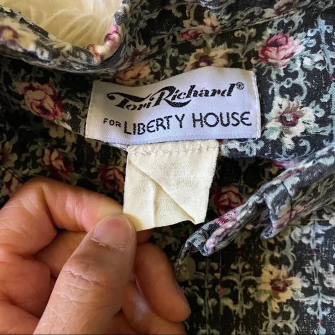 Vintage Tori Richard for Liberty House Black Floral... - Depop