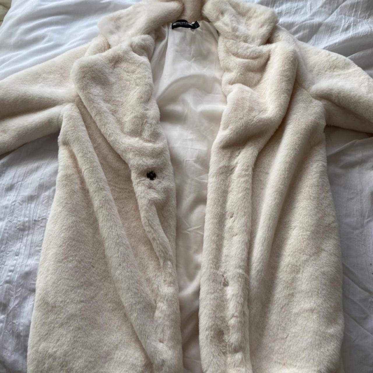 Cream soft faux fur jacket Free postage Never worn... - Depop