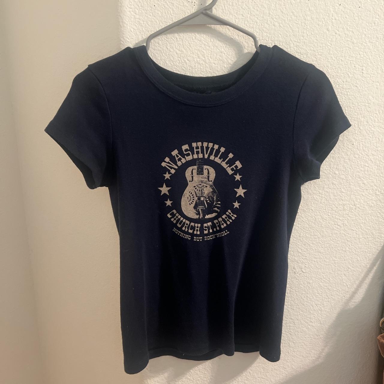 Brandy Melville Women's Navy T-shirt | Depop