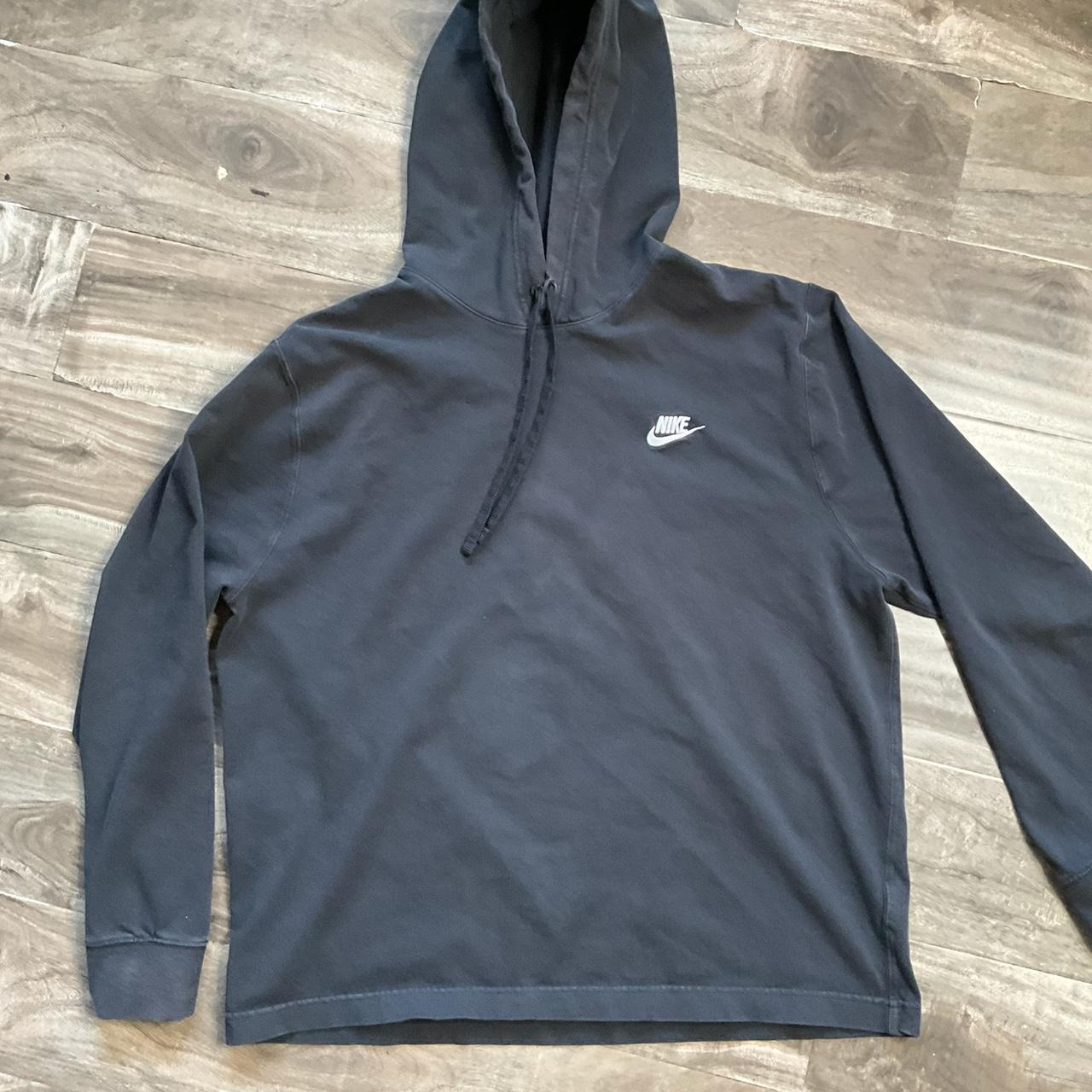 Nike light hoodie black Size L Lmk for offers - Depop