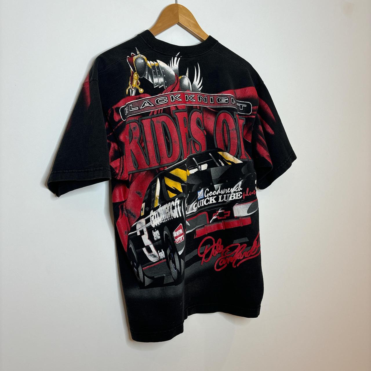 希少 XL 90's NASCAR THE BLACK KNIGHT Tシャツ Vintage Dale Earnhardt The Black Knight AOP Shirt XL NASCAR