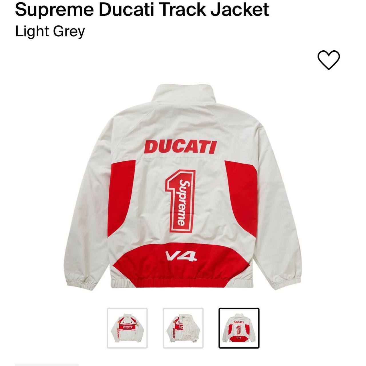 Supreme Ducati track jacket Light grey Small... - Depop