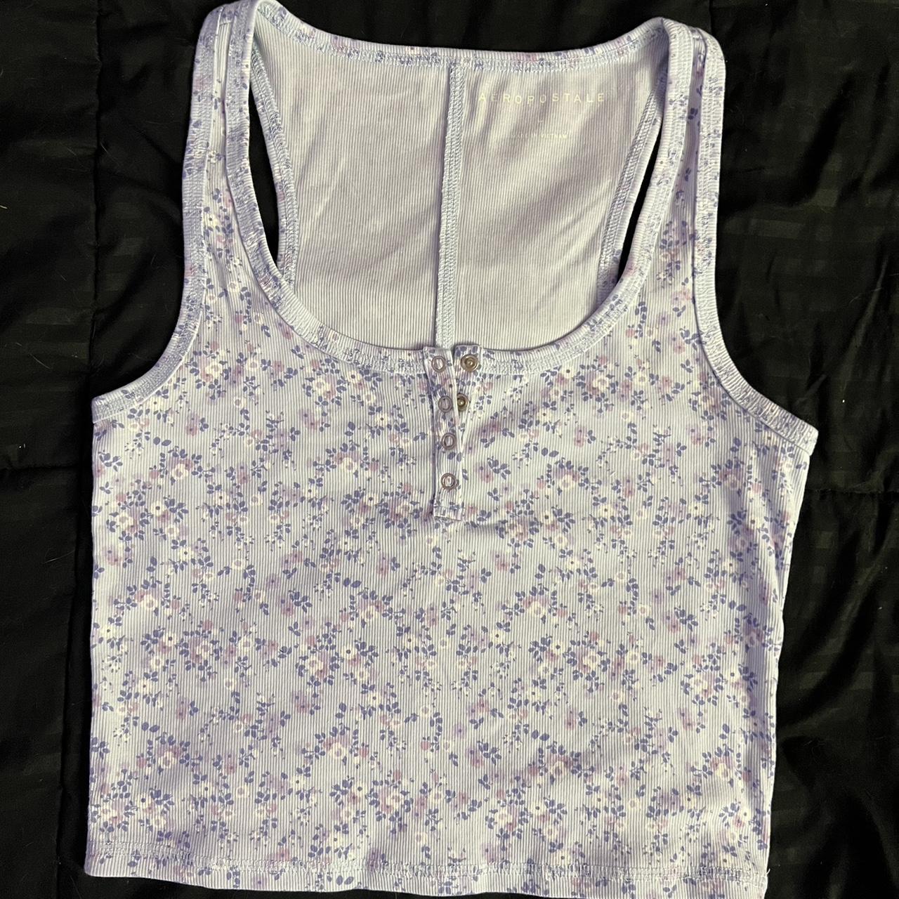 🥀Aeropostale Seriously Soft Floral ScoopNeck snap... Depop