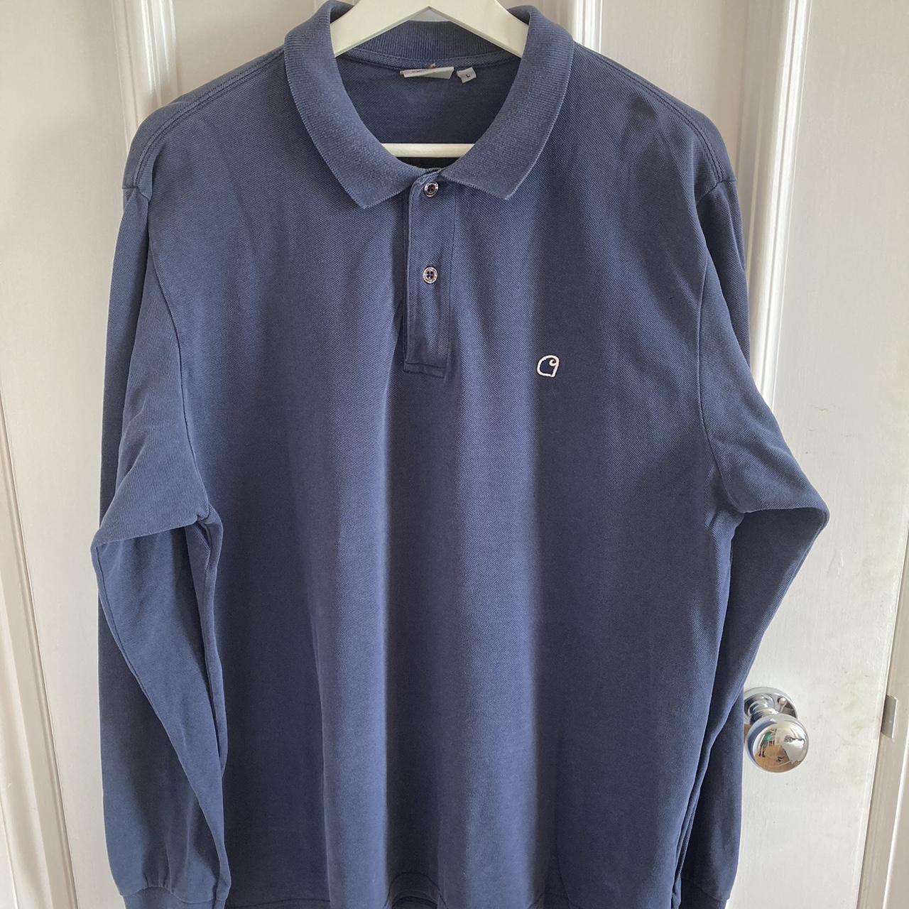 - Vintage Carhartt long sleeve navy polo. - Tagged... - Depop