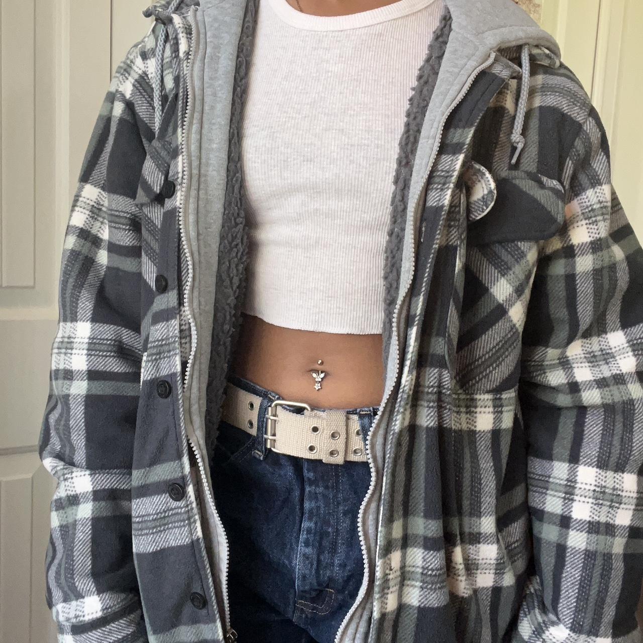 cozy oversized plaid winter jacket fuzzy interior... - Depop