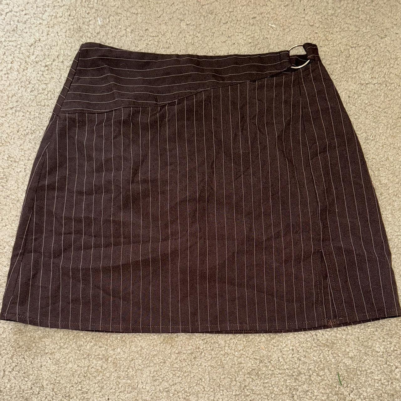 princess polly brown pinstripe skirt size us 4 has... - Depop